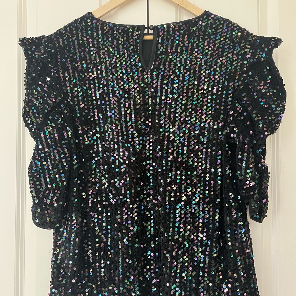 SHEIN Black and Multicolor Sequin Blouse